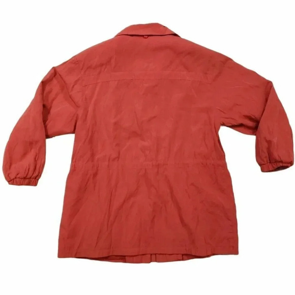 Gallery Coral Orange Lightweight Rain Jacket  Anorak Drawstring Waist Medium - Picture 4 of 7